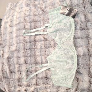 INC - Women's Lace Balconette Bra, NO Padding In Mint Green Size XL NWT